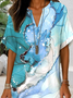 Blouses Simple Été Abstrait Graphique Aucune élasticité Quotidien Ample Demi Manche Col Châle Régulier pour Femmes