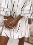 Femmes Géométrique Blanc Col V Confortable Robe Mi-Longue Décontracté