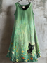 Femmes Floral Vert Col Rond Confortable Robe Mi-Longue Décontracté