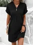 Femmes Plain Aqua Col V Confortable Joint Fendu Robe Maxi Rétro