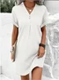 Femmes Plain Aqua Col V Confortable Joint Fendu Robe Maxi Rétro
