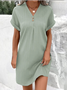 Femmes Plain Aqua Col V Confortable Joint Fendu Robe Maxi Rétro