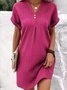 Femmes Plain Aqua Col V Confortable Joint Fendu Robe Maxi Rétro