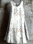 Femmes Floral Blanc Col Rond Confortable Robe Mi-Longue Décontracté