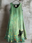 Femmes Floral Vert Col Rond Confortable Robe Mi-Longue Décontracté