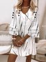 Femmes Géométrique Blanc Col V Confortable Robe Mi-Longue Décontracté