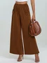 Pantalons Femmes Décontracté Plain Printemps / Automne Couture de poche Naturel Micro-élasticité Faire la navette Pantalons à Jambe Large Droit