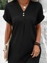 Femmes Plain Aqua Col V Confortable Joint Fendu Robe Maxi Rétro