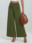 Pantalons Femmes Décontracté Plain Printemps / Automne Couture de poche Naturel Micro-élasticité Faire la navette Pantalons à Jambe Large Droit