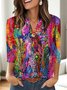 T-shirts Femmes Décontracté Floral Printemps / Automne Coton Micro-élasticité Quotidien Coupe Régulière Régulier Trapèze