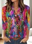 T-shirts Femmes Décontracté Floral Printemps / Automne Coton Micro-élasticité Quotidien Coupe Régulière Régulier Trapèze
