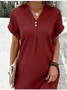 Femmes Plain Aqua Col V Confortable Joint Fendu Robe Maxi Rétro