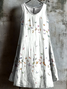 Femmes Floral Blanc Col Rond Confortable Robe Mi-Longue Décontracté
