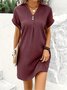 Femmes Plain Aqua Col V Confortable Joint Fendu Robe Maxi Rétro