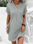 Femmes Plain Aqua Col V Confortable Joint Fendu Robe Maxi Rétro