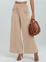 Pantalons Femmes Décontracté Plain Printemps / Automne Couture de poche Naturel Micro-élasticité Faire la navette Pantalons à Jambe Large Droit