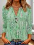 T-shirts Décontracté Floral Printemps / Automne Polyester Micro-élasticité Quotidien Manches trois quarts Régulier Régulier pour Femmes