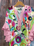 Chemises Décontracté Floral Été Polyester Col V Imprimé Quotidien Demi Manche Régulier pour Femmes