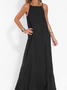 Femmes Plain Blanc Col Rond Confortable Joint Fendu Robe Maxi Rétro
