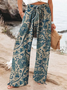 Pantalons Rétro Floral Printemps / Automne Polyester Naturel Micro-élasticité Plage Shorts Long Droit pour Femmes