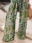 Pantalons Rétro Floral Printemps / Automne Polyester Naturel Micro-élasticité Plage Shorts Long Droit pour Femmes