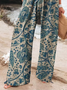 Pantalons Rétro Floral Printemps / Automne Polyester Naturel Micro-élasticité Plage Shorts Long Droit pour Femmes