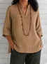 Blouses Femmes Décontracté Plain Été Col V Ample Pull-over Demi Manche Régulier Droit