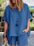 Deux Pièces Ensembles Femmes Décontracté Plain Été Polyester Aucune élasticité Quotidien Taille Moyenne Col Rond Ensembles courts