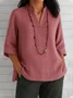 Blouses Femmes Décontracté Plain Été Col V Ample Pull-over Demi Manche Régulier Droit