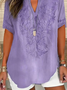 Blouses Simple Été impression en 3D Coton Aucune élasticité Demi Manche Col Châle Régulier Régulier pour Femmes