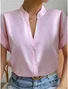 Chemises Femmes Simple Plain Été Polyester Col V Aucune élasticité Quotidien Manches Courtes Régulier