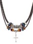 Collier Bloc de Couleur Rue Toutes Les Saisons Joint Fendu Fête Métal Rétro Style Pendentif Collier pour Femmes