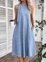 Femmes Plain Rose Col Rond Confortable Robe Maxi Décontracté