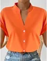 Chemises Femmes Simple Plain Été Polyester Col V Aucune élasticité Quotidien Manches Courtes Régulier