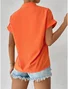 Chemises Femmes Simple Plain Été Polyester Col V Aucune élasticité Quotidien Manches Courtes Régulier