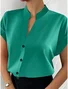 Chemises Femmes Simple Plain Été Polyester Col V Aucune élasticité Quotidien Manches Courtes Régulier