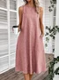 Femmes Plain Rose Col Rond Confortable Robe Maxi Décontracté
