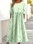 Femmes Abstrait Pois Polka Vert Col Rond Confortable Robe Maxi Décontracté