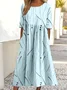 Femmes Abstrait Pois Polka Vert Col Rond Confortable Robe Maxi Décontracté
