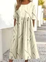 Femmes Abstrait Pois Polka Vert Col Rond Confortable Robe Maxi Décontracté