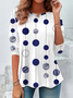 T-shirts Femmes Pois Polka Décontracté Printemps / Automne Ample Jersey Manches Longues Col Rond Régulier Non
