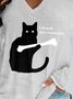 T-shirts Rue Imprimé d'Animal Printemps / Automne Coton Col V Quotidien Coupe Régulière Manches Longues Régulier pour Femmes