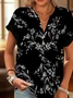 T-shirts Décontracté Floral Été Coton Col V Micro-élasticité Quotidien Régulier Régulier pour Femmes