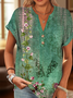 T-shirts Femmes Décontracté Floral Été Polyester Col V Micro-élasticité Coupe Régulière Régulier Trapèze