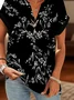 T-shirts Décontracté Floral Été Coton Col V Micro-élasticité Quotidien Régulier Régulier pour Femmes