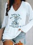 T-shirts Rue Imprimé d'Animal Printemps / Automne Coton Col V Micro-élasticité Manches Longues Régulier Régulier pour Femmes