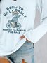 T-shirts Rue Imprimé d'Animal Printemps / Automne Coton Col V Micro-élasticité Manches Longues Régulier Régulier pour Femmes