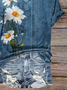 T-shirts Décontracté Floral Été Col V Micro-élasticité Quotidien Coupe Régulière Manches Courtes Régulier pour Femmes
