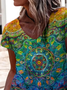 T-shirts Femmes Décontracté Floral Été Polyester Micro-élasticité Coupe Régulière Régulier Droit Régulier