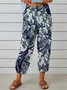 Pantalons Géométrique Urbain Printemps / Automne Naturel Aucune élasticité Journée Taille Élastique Régulier Pantalon baggy pour Femmes